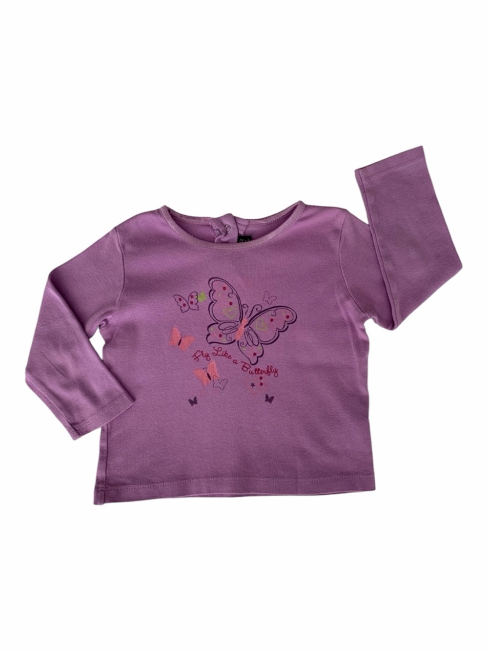 VTG Children’s Place Shirt Toddler Girls 24M Purple Butterfly Long Sleeves Snaps